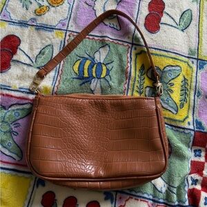 Mini Brown Pebble Faux Leather Handbag